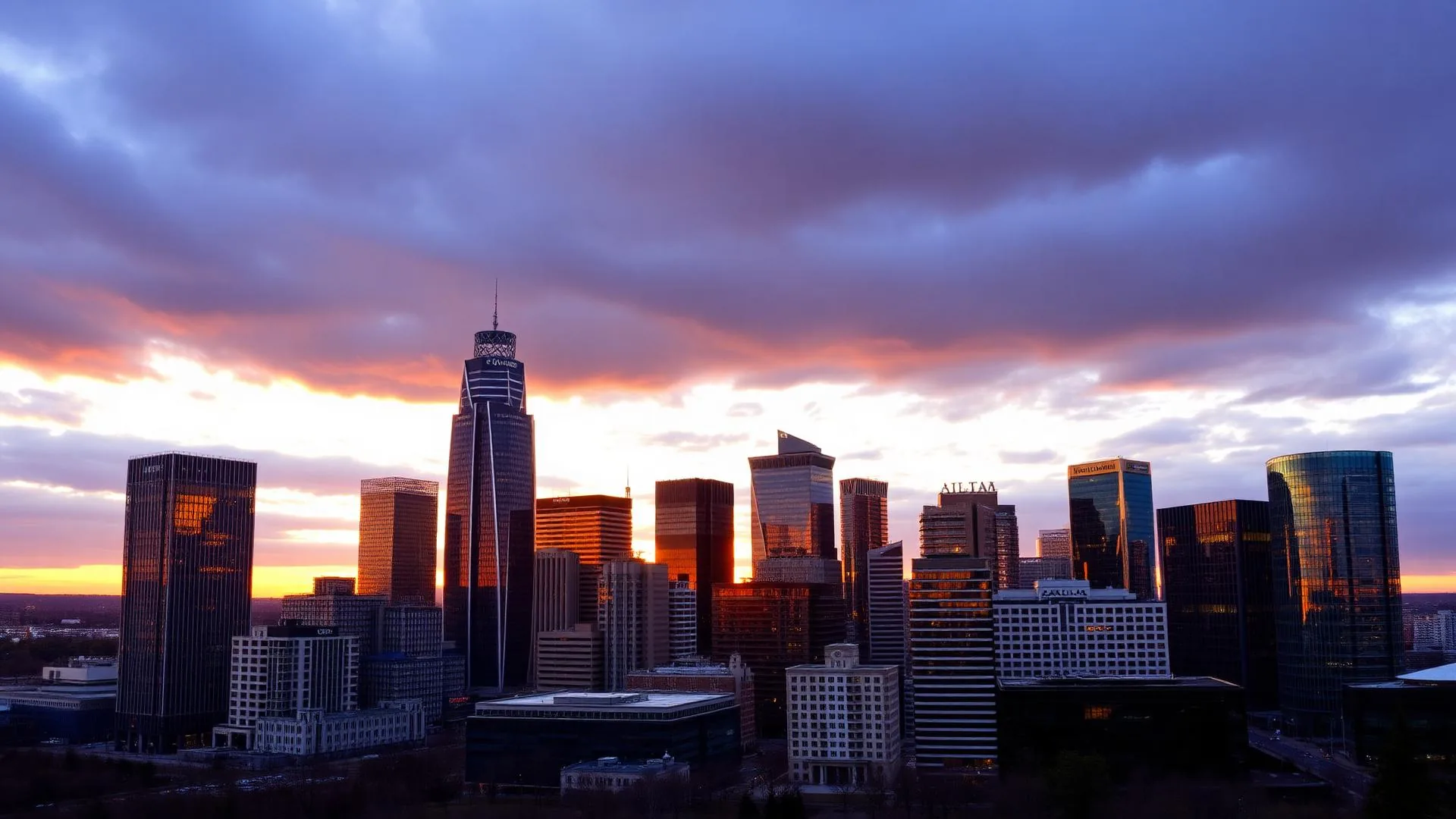 Atlanta skyline at sunset